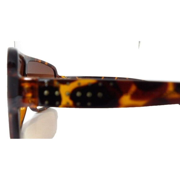 Sunglasses Retro Brown Plastic Studded Tortoise 100 % UV Protection 4 Up - Picture 3 of 9